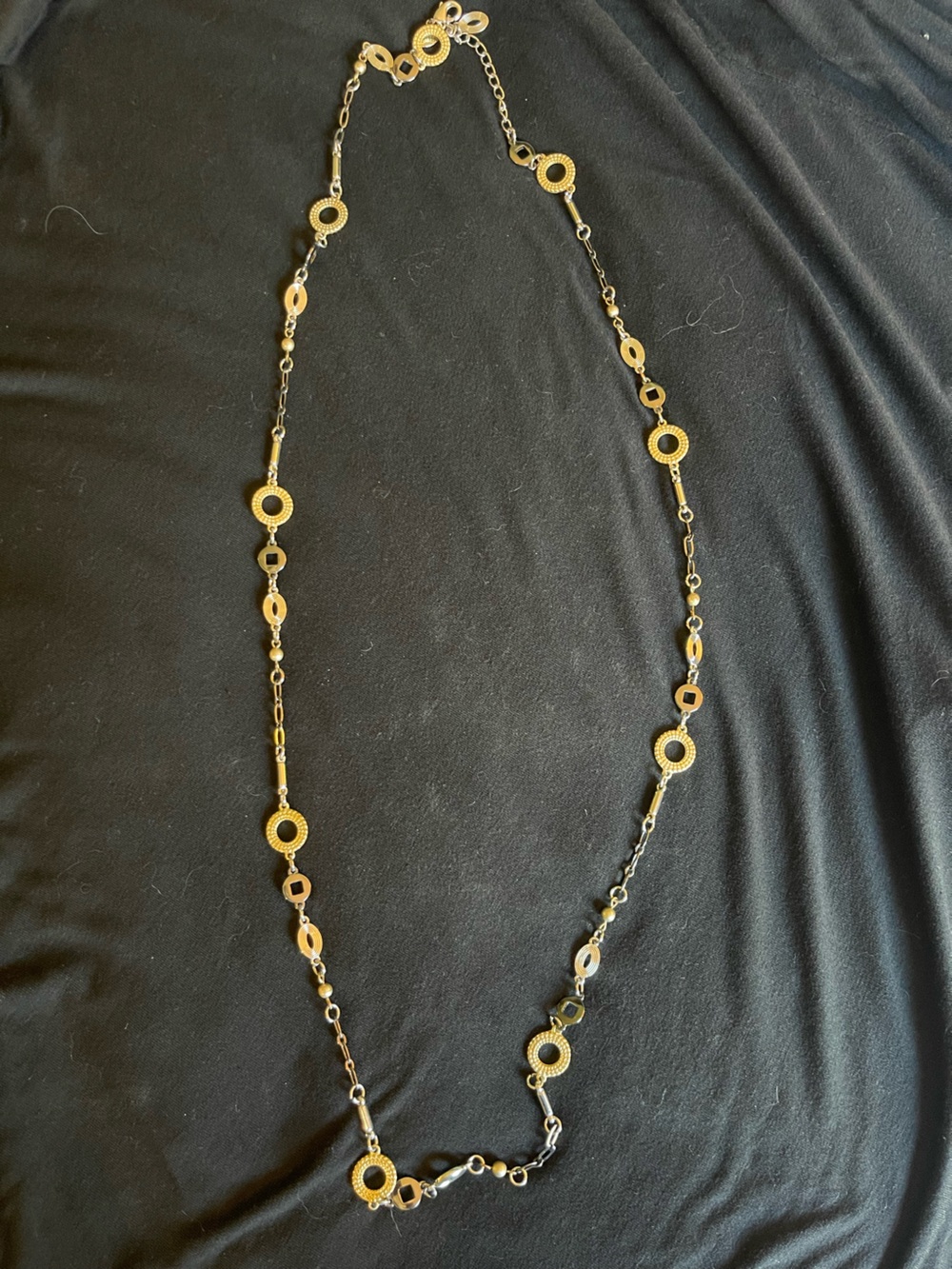 Lia Sophia Gold-Tone Textured Circle Link Necklace